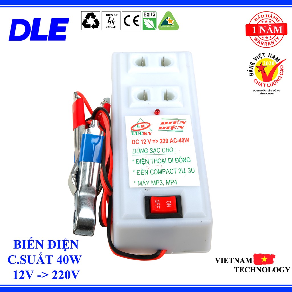 [HÀNG  CHUẨN] BỘ CHUYỂN ĐỔI NGUỒN ĐIỆN 12V RA 220V - CÔNG SUẤT 40W - SỬ DỤNG CHO SẠC ĐIỆN THOẠI VÀ BÓNG ĐÈN