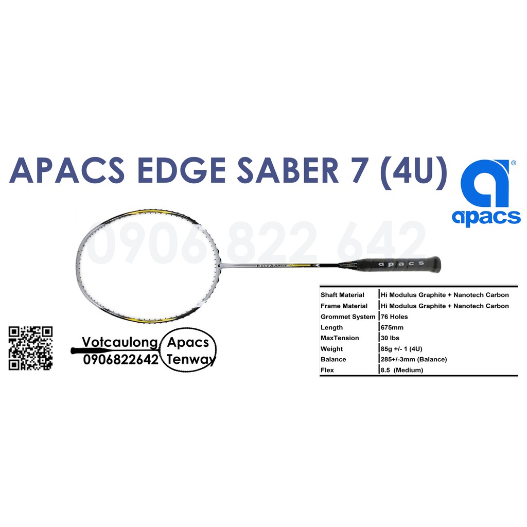 Vợt cầu lông Apacs Edge Saber 7 - 4U | Vợt chính hãng, phù hợp đánh phong trào