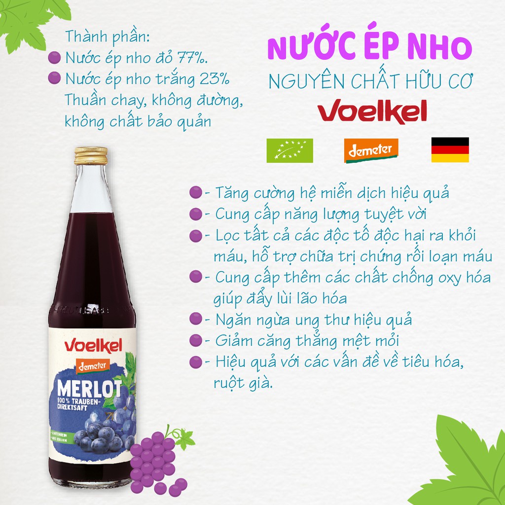 Nước ép trái cây hữu cơ 750ml - Voelkel