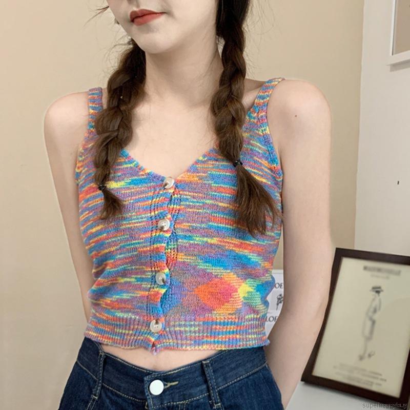 Áo Tank Top Dệt Kim Thiết Kế Quyến Rũ Cho Nữ