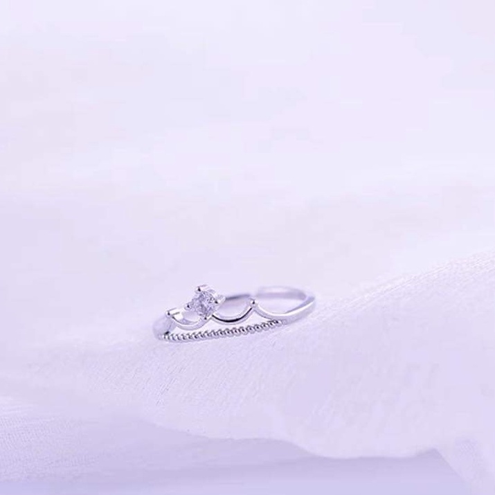 Nhẫn bạc Nhẫn vương miện nạm một viên đá trắng xinh Van Jewelry V10740