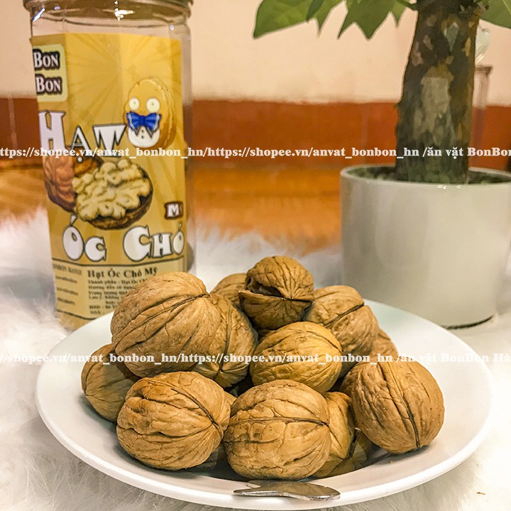 Hạt óc chó mỹ 300g BONBON Đồ ăn vặt Hà Nội vừa ngon,vừa rẻ (hạt tự nhiên đóng hủ pét sang trọng) Bonbon