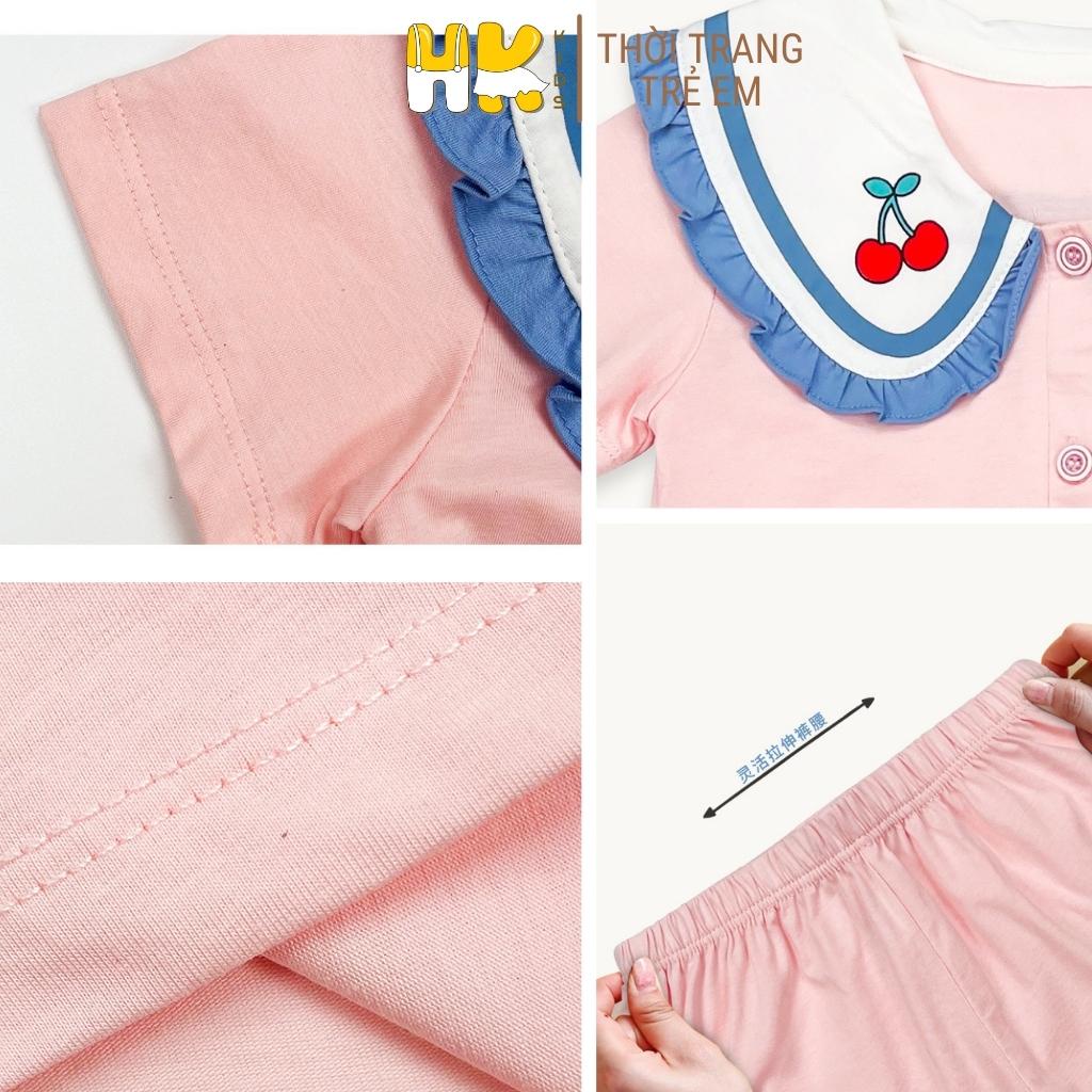 Bộ quần áo Pijama bé gái HK KIDS, bộ đồ ngủ cộc tay cotton mềm mát size cho bé từ 1-5 tuổi