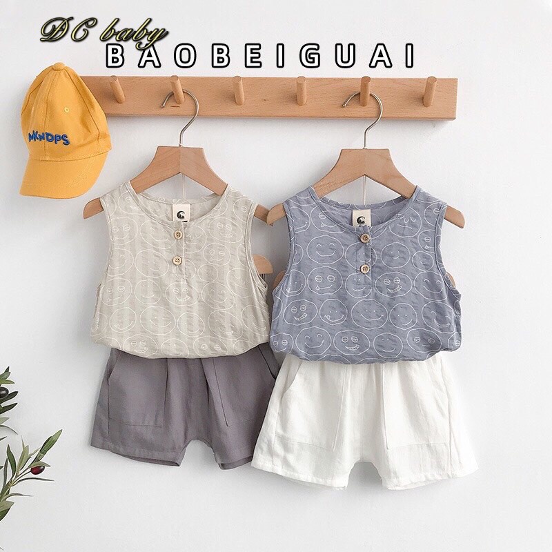 Bộ sát nách hình mặt cười cho bé