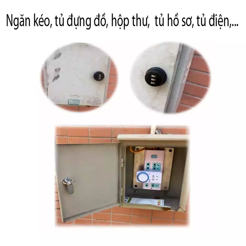 Khóa số Ngăn kéo bàn, Cửa tủ, Hòm thư - Hợp kim mạ Đồng