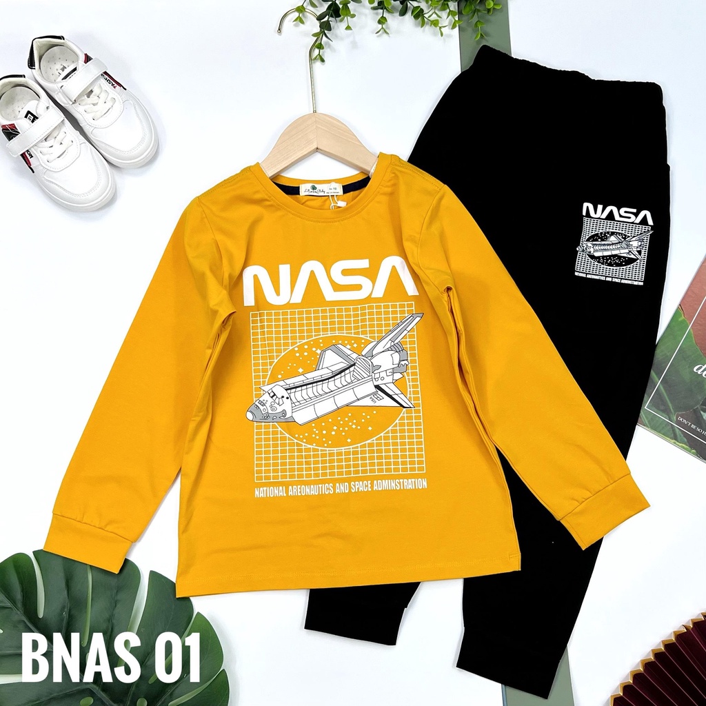 Đồ bộ quần áo thun dài tay NASA mùa thu đông LITIBABY, size đại 10, 12, 14, 16, 18 tuổi