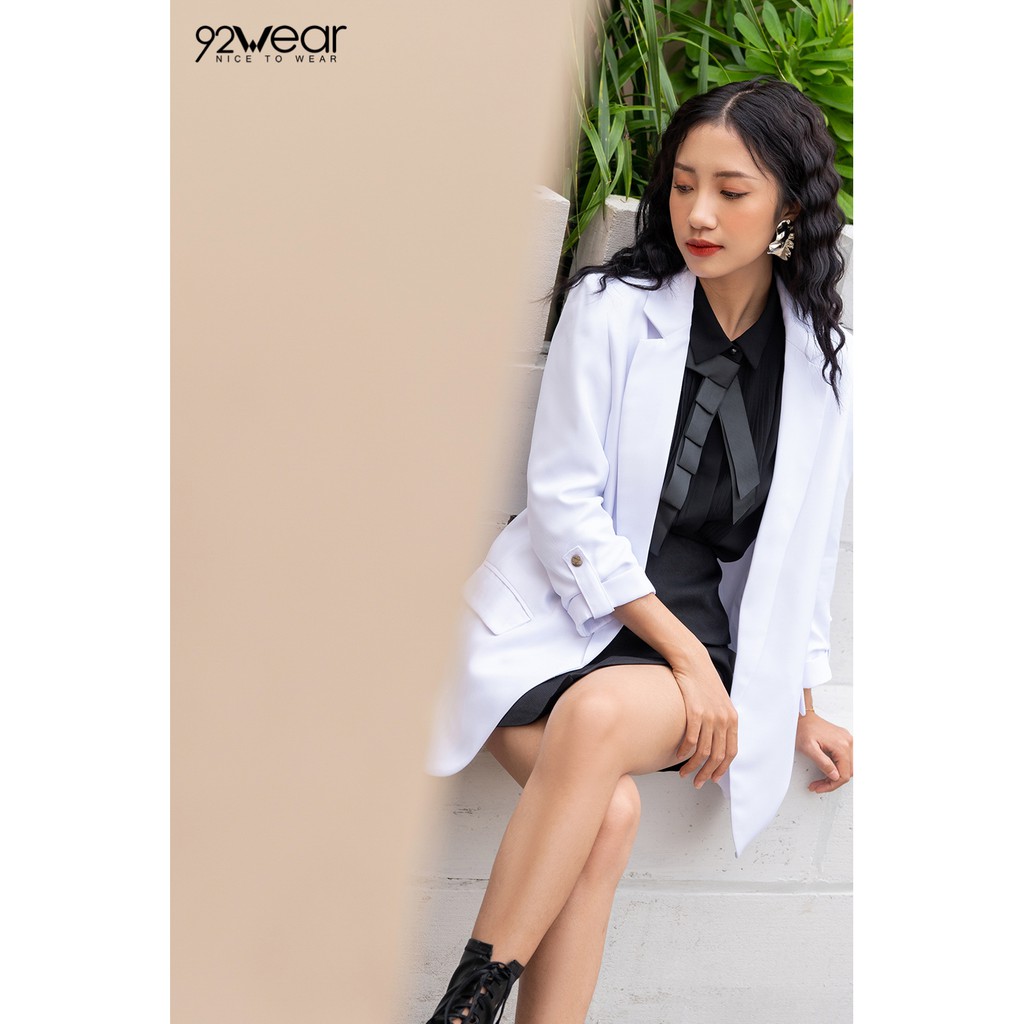 [Mã FAMALLT5 giảm 15% đơn 150k] Áo vest nữ blazer công sở dáng dài tay lỡ VDW0662 - 92WEAR | BigBuy360 - bigbuy360.vn