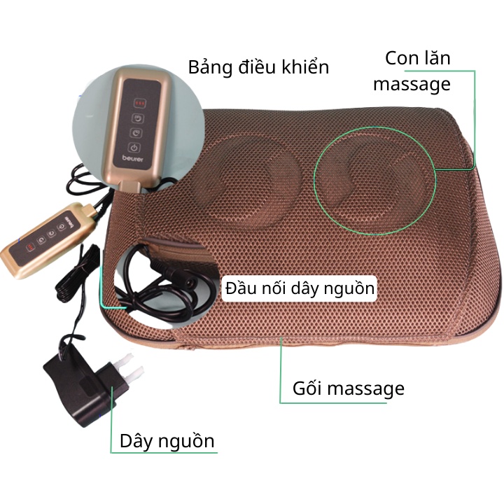Gối massage hồng ngoại Beurer MG147, máy massage cổ vai gáy xoa bóp trị liệu thoái hóa xương khớp, chất lượng cao cấp