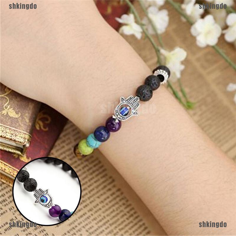 Vòng tay chuỗi hạt đá lửa luân xa trị liệu thời trang