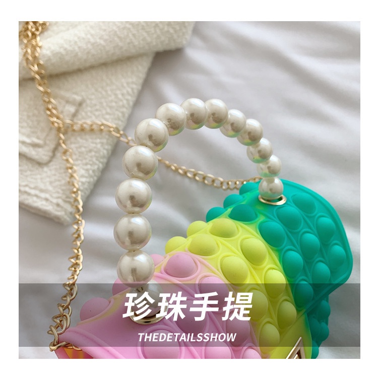 Pop It Túi Xách Tote Đựng Đồ Chơi Bóng Phồng Có Dây Đeo Đính Ngọc Trai Dễ Thương Cho Phụ Huynh Và Bé Phụ Huynh