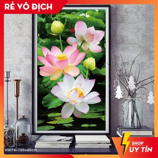 [⚡HOT SALE⚡] Tranh đính đá venus Hoa Sen VS074 kích thước 100x60cm