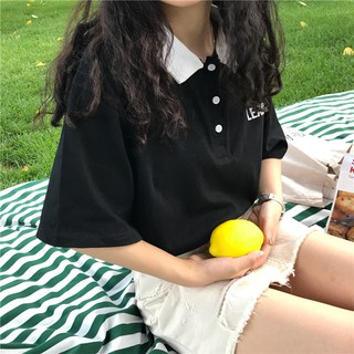 Áo thun polo tay lỡ có cổ áo ulzzang ( 3 màu )