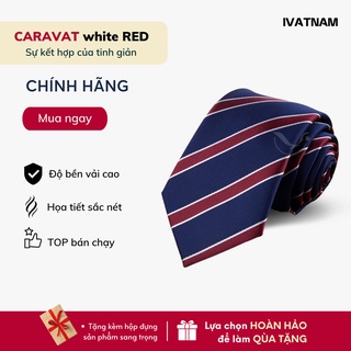 Cà vạt nam xanh họa tiết sọc đỏ mận cực đẹp IVATNAM siêu nhẹ , cao cấp về chất lượng , thu hút mọi góc nhìn