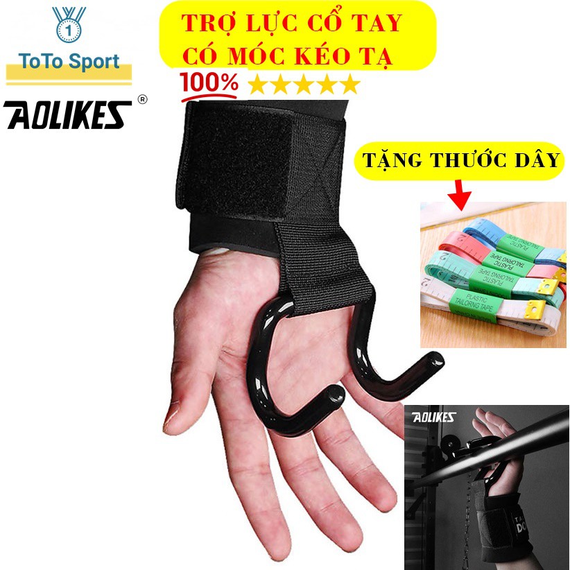 Dây cuốn cổ tay có móc thép nâng tạ, kéo xà, tập xô Aolikes chính hãng A7642