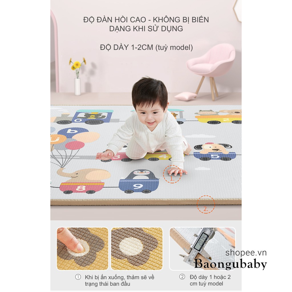 Thảm xốp cho bé chơi Umoo xốp XPE - Dày 1,5cm, Cuộn Tròn/ Thảm Xếp UMOO - HONPER Gấp Gọn Dày 1.5cm