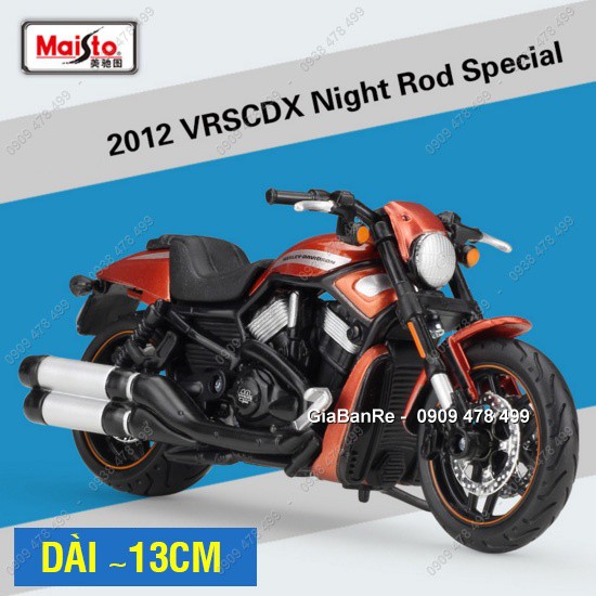 XE MÔ HÌNH TỈ LỆ 1:18 - MOTO HARLEY - 2012 - NIGHT ROD SPECIAL - CAM ĐEN - 8530.2