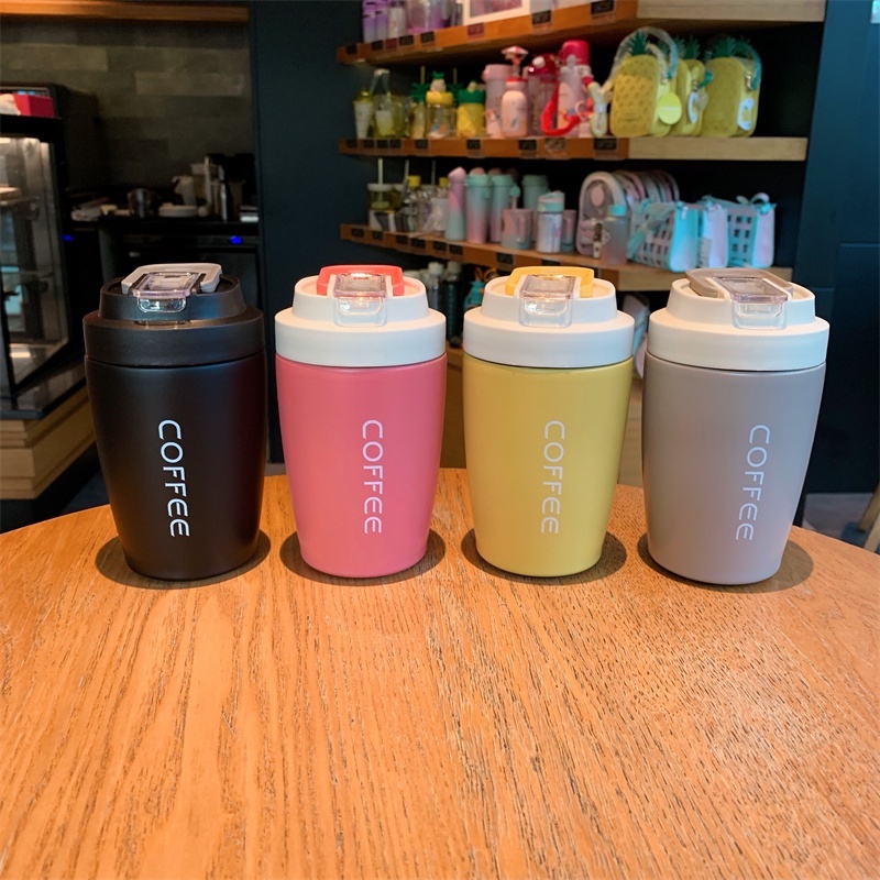 [Mã LIFE1511A giảm 10% đơn 50K] Cốc giữ nhiệt coffee có ống hút, ly giữ nhiệt inox 304 cao cấp tiện lợi kèm 2 đầu uống