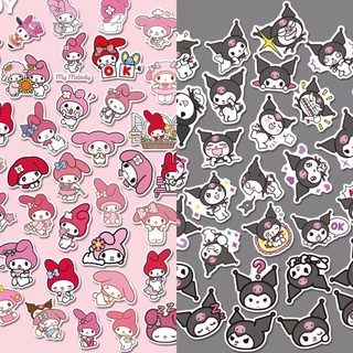 Set 50 Sticker PVC Chống Thấm Nước Chủ Đề MY MELODY KUROMI Cute Dán Vali, Mũ Bảo Hiểm, Laptop, Guitar, Bình Nước, Xế Yêu