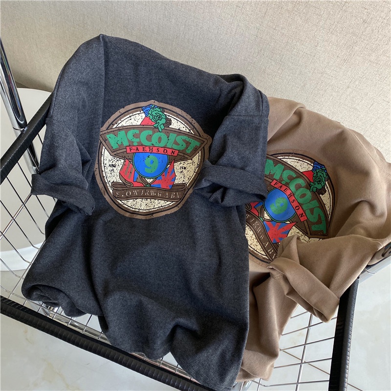 NRVP Áo thun tay ngắn cổ tròn bằng vải cotton 100% phong cách Hàn Quốc thời trang mùa hè dành cho nữ