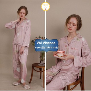 Đồ ngủ nữ pijama mặc nhà lụa Viscose cao cấp FLAMINGO thanh lịch siêu thoáng mát