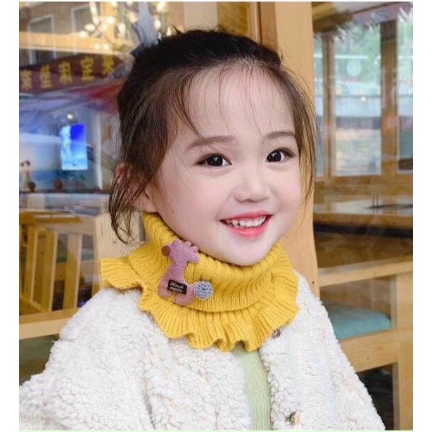 Khăn Quàng Cổ, Khăn Len Cổ Nhún Dạng Ống Hình Hươu Cho Bé