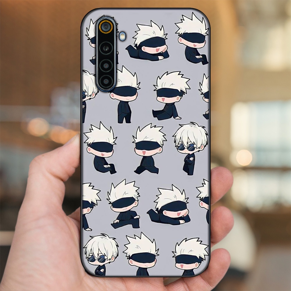 Ốp lưng Realme 6, 6 Pro viền đen in hình Satoru Jujutsu Kaisen