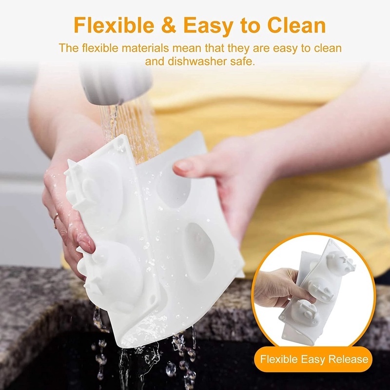 1 Khuôn Silicone 6 Lỗ Hình Thỏ 3D Làm Bánh Tráng Miệng Cho Nhà Bếp