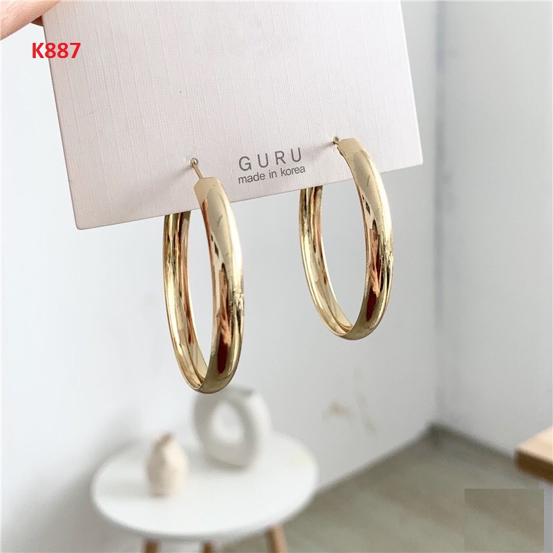Khuyên tai tròn bản mỏng đường kính to K887 Maycorner