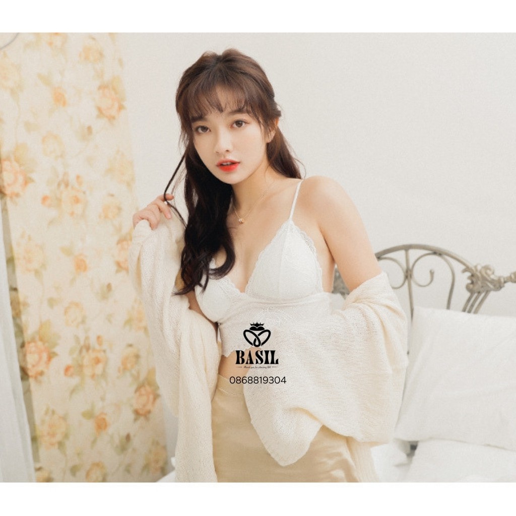 Áo lót ren Basil SS02 nữ cup tam giác không gọng mút mỏng chất mềm
