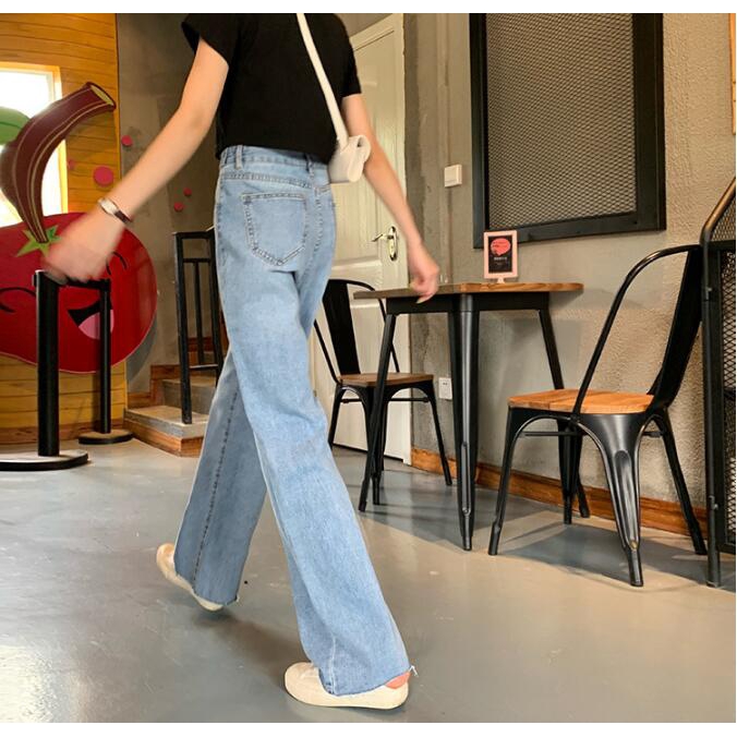 Quần jean ống rộng lưng cao phong cách Hàn Quốc | BigBuy360 - bigbuy360.vn