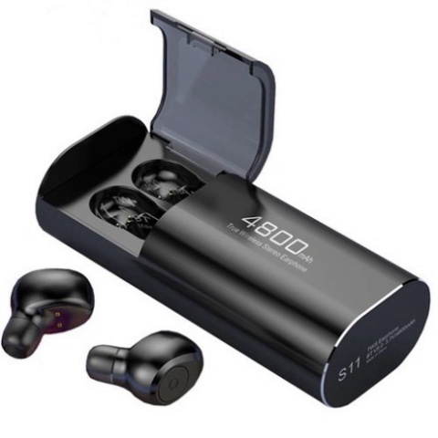 Tai nghe Bluetooth S11 TWS bản Quốc tế không dây kiêm sạc dự phòng 4800mAh chống nước IPX5 chống ồn