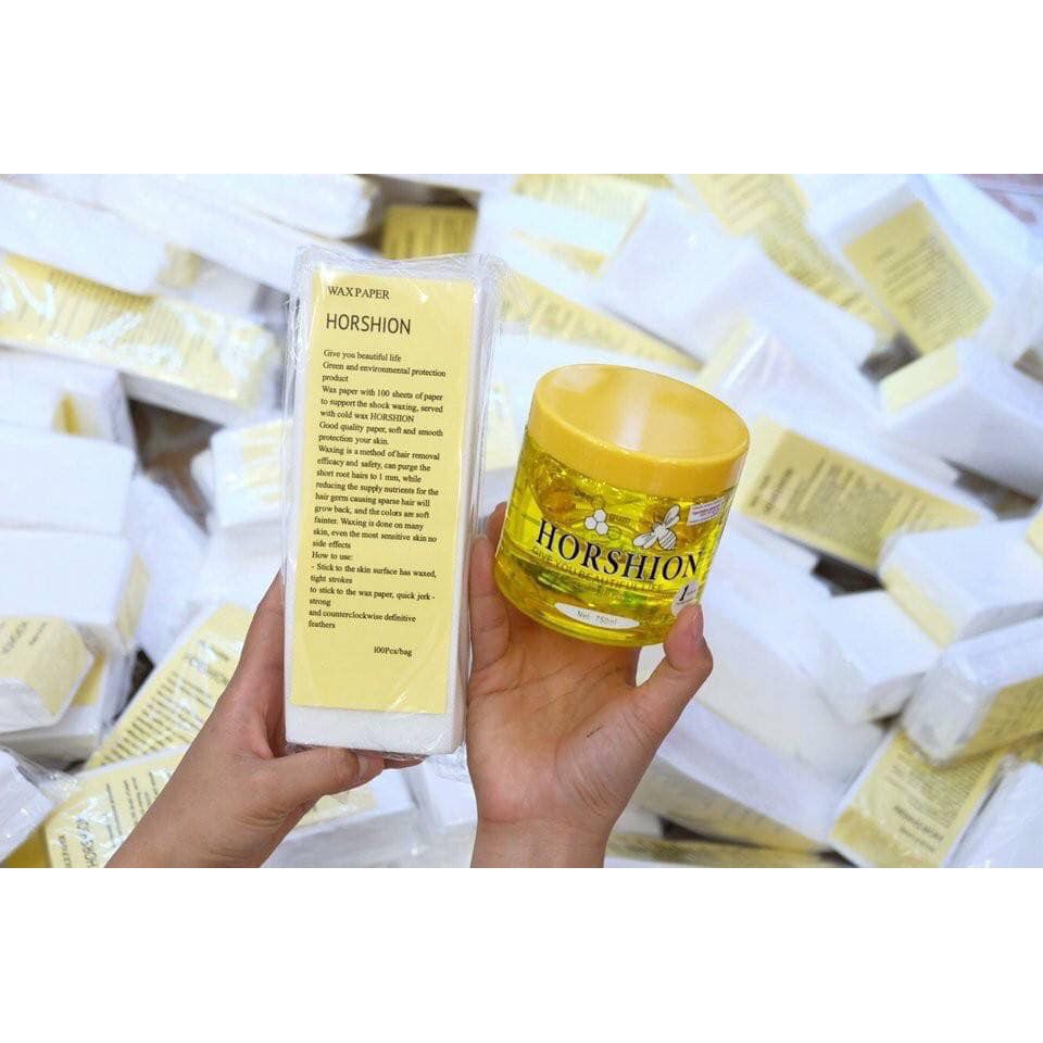 Combo Wax Lạnh Tẩy Lông Horshion 750ml kèm giấy 100 miếng