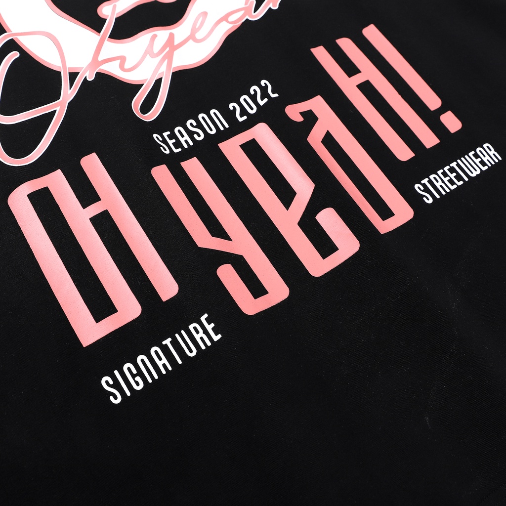 Áo thun tay lỡ OHYEAH phông Unisex nam nữ Premium Cotton oversize form rộng SIGNATURE v1.0 - Đen