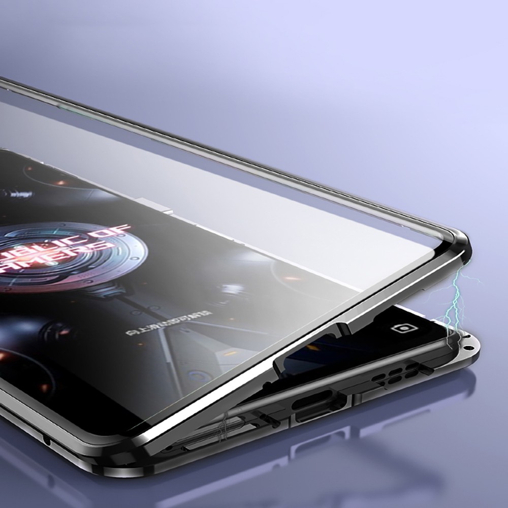 Ốp Điện Thoại Kính Cường Lực Hai Mặt Viền Kim Loại Màu Trắng Cho ROG phone 5 phone ROG phone 5S ASUS ROG 5 ROG5 ROG 5S ROG5S