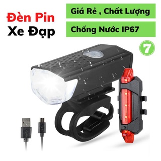 Đèn pin sạc siêu sáng + Đèn báo hiệu gắn đuôi xe đạp cổng sạc USB nhiều chế độ sáng cho xe đạp