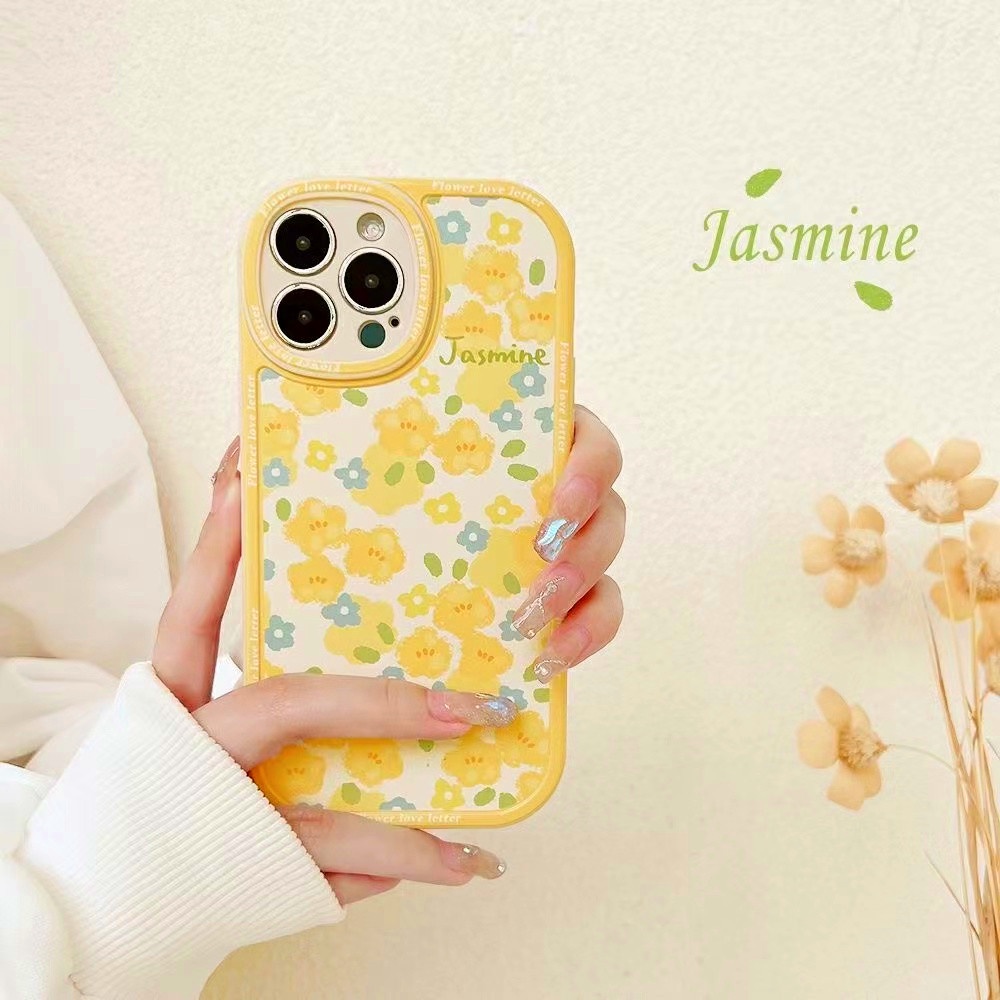 Lovely Fashion Yellow Floral Phone Case For Samsung A23 A33 A53 A73 M23 A03 A13 A03s A12 A22 A52 A52s S22 Plus Ultra S20 S21FE A72 A51 A71 A32 A50 A50s A30s A30 A20 A20s Soft Back Cover Silicone Protective Cover