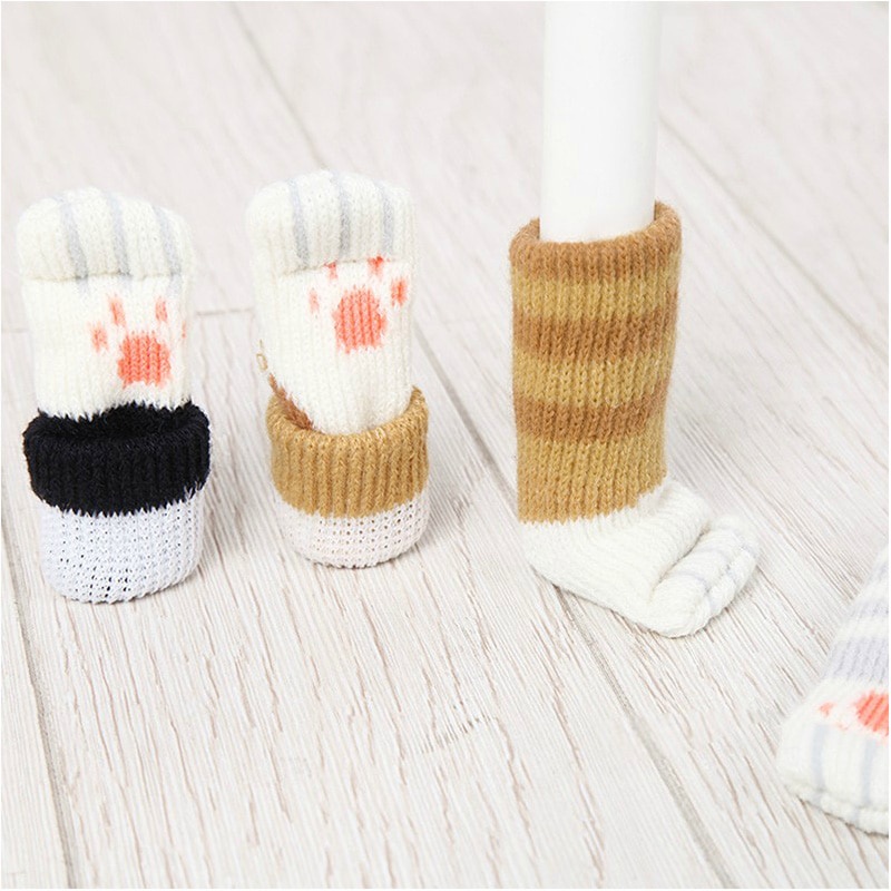 Set 4 vớ bọc chân ghế hình mèo cute [ Hàng sẵn]