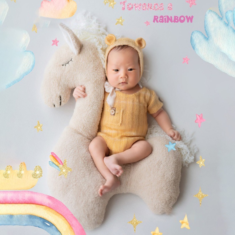 Đồ Chơi Ngựa Pony Nhồi Bông Dễ Thương Dùng Làm Phụ Kiện Chụp Ảnh Cho Bé Sơ Sinh