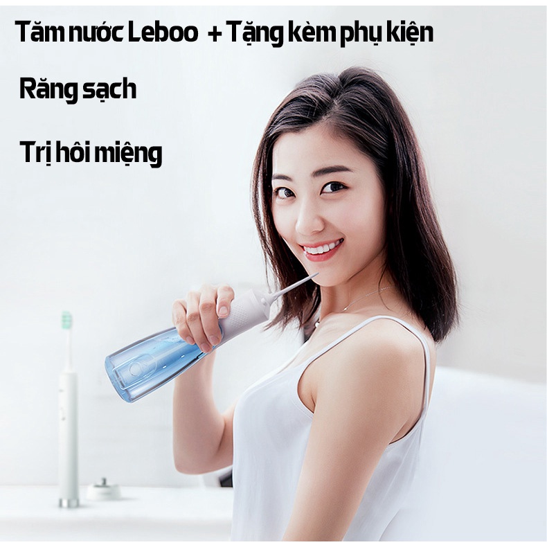 Tăm nước cầm tay Leboo K99 hàng cao cấp - nhập khẩu + Tặng kèm 5 bộ phụ kiện vệ sinh răng miệng