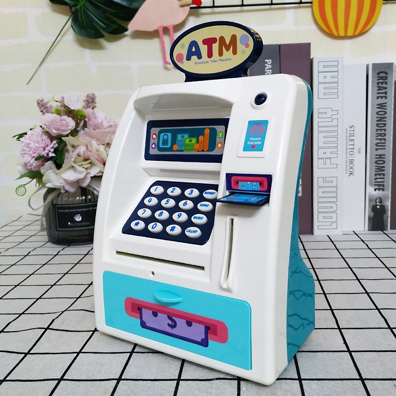 Mới Ống Heo Tiết Kiệm Tiền Hình Máy Atm Tự Động Thông Minh Có Mật Khẩu Cho Bé