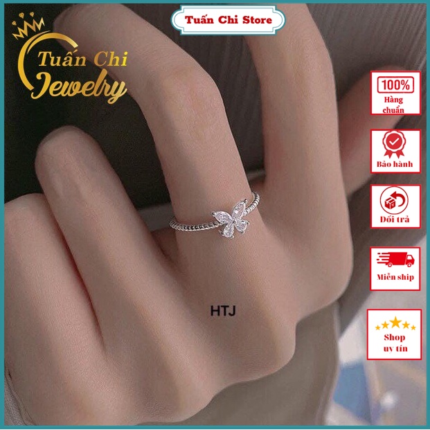 Nhẫn Bạc Nữ Hình Cánh Bướm Đính Đá Xinh Xắn