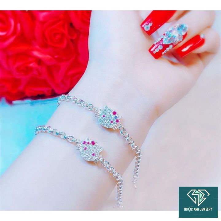 Lắc tay trẻ e. lắc tay mèo kitty bạc ta cho trẻ em - lắc tay trẻ con - Trang Sức Bạc 9999-g130