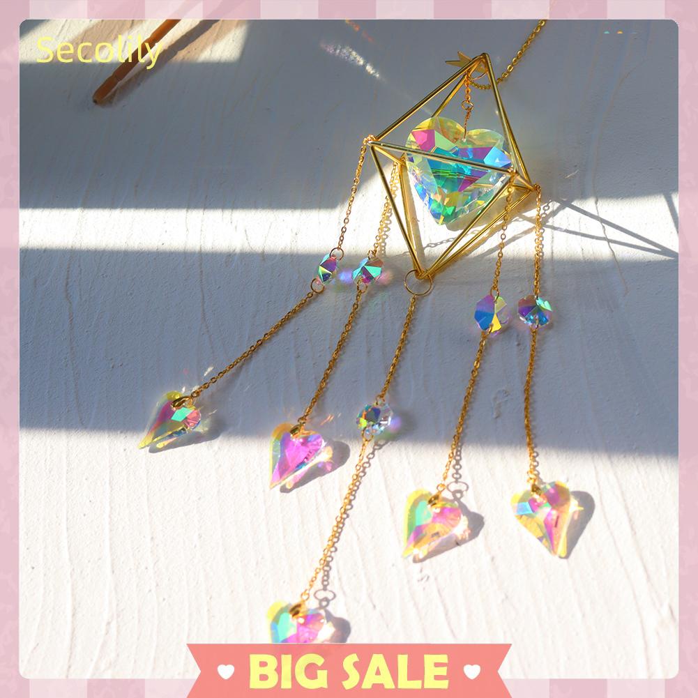 Chuông Gió Pha Lê Hình Trái Tim Treo Trang Trí Nhà Cửa/Vườn