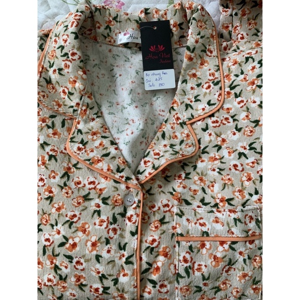Bộ mặc nhà nhung cao cấp Hoa Việt sale