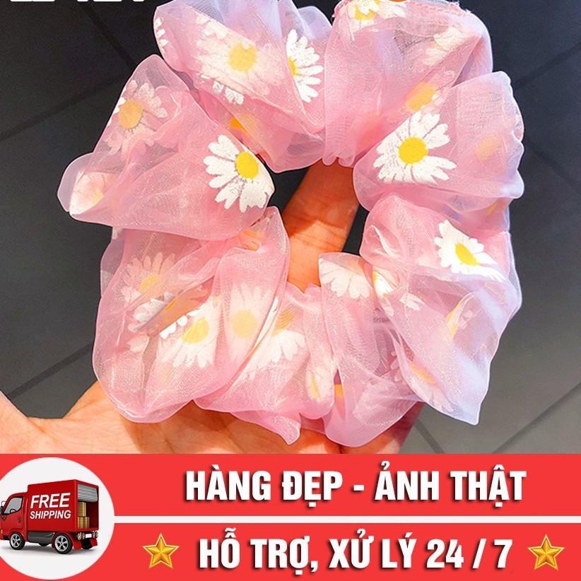 Dây Buộc Tóc ❤️FREESHIP❤️ Buộc Tóc Scunchies Vải Hoa Cúc Phong Cách Hàn Quốc