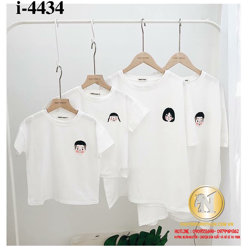 Áo Thun Đồng Phục Gia Đình Màu Trắng In Logo Khuôn Mặt Gia Đình