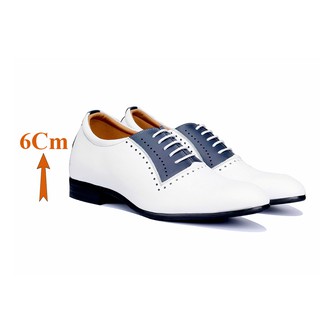 GIÀY CAO NAM T&TRA - CAO 6CM – S1026 TRẮNG - DA BÒ THẬT 100%