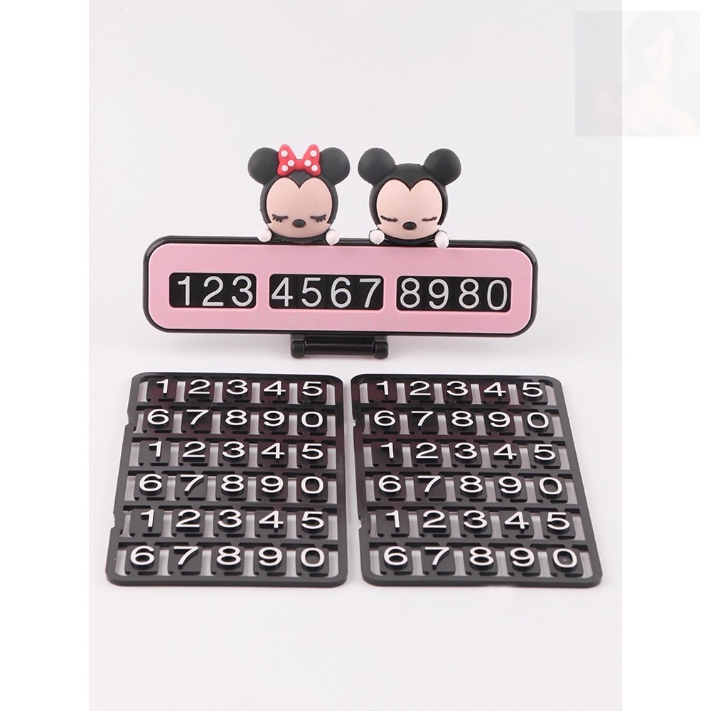 Bảng Số Điện Thoại Đỗ Xe Tạm Thời Hình Mickey Minnie Gấu Hello Kitty Dạ Quang