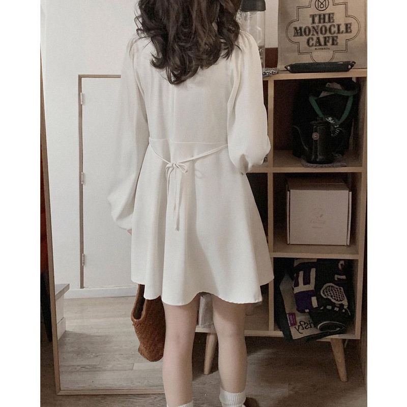 Đầm Tay Dài Thắt Eo Kiểu Dáng Đơn Giản 49606