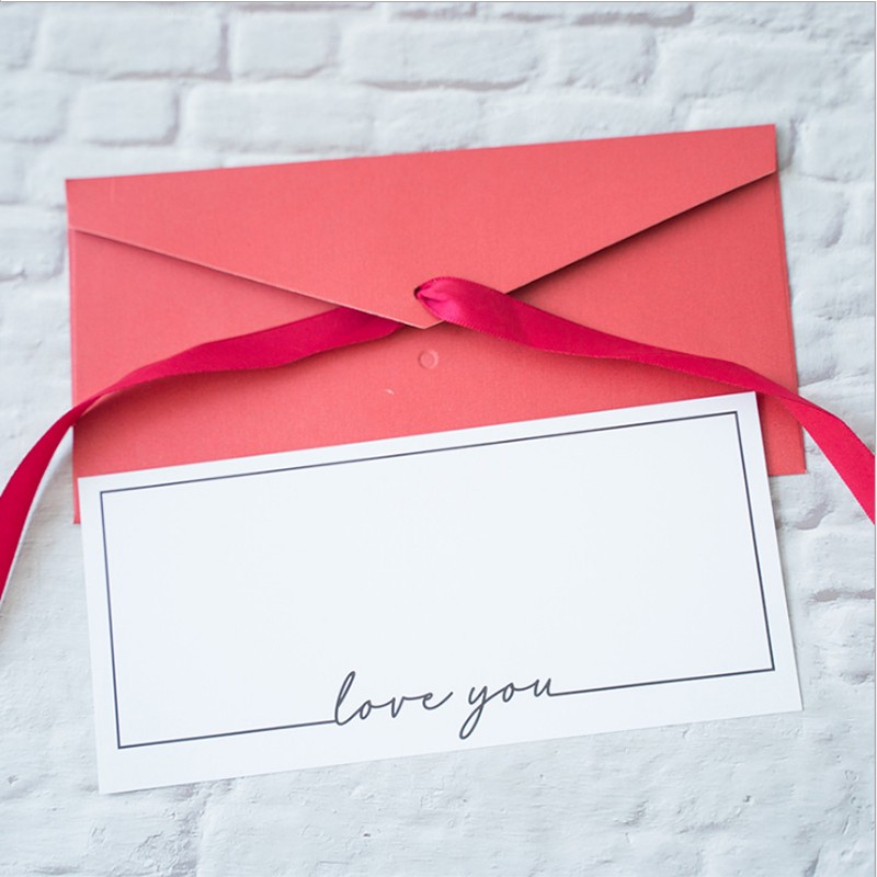 1 Tấm Thiệp Mời Màu Trắng In Chữ thank you / best wishes / love you not Bao Gồm Phong Bì